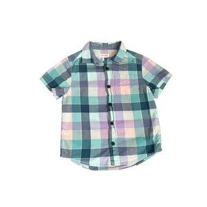 Cat & Jack Toddler Boys Plaid Short Sleeve Button-Up Shirt XS 4/5
